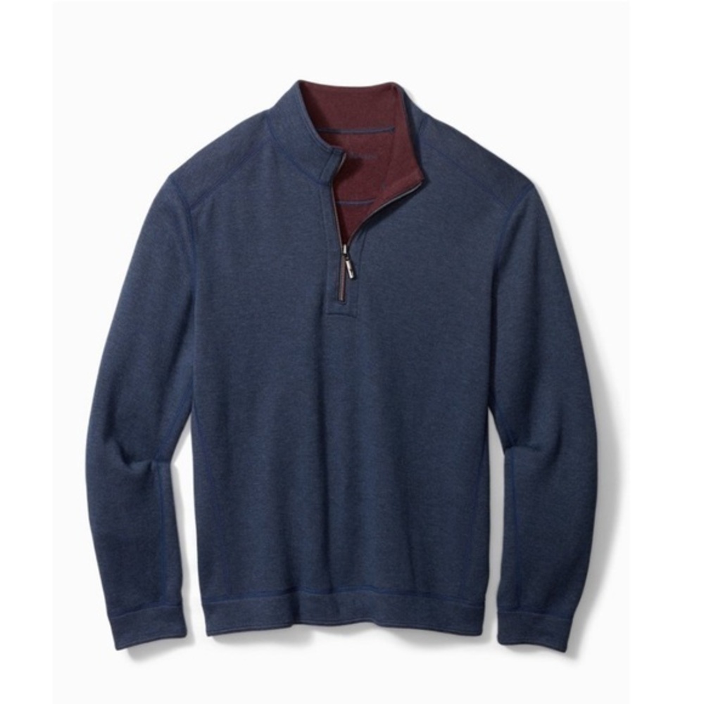 Tommy Bahama Flipshore Half-Zip Reversible Sweatshirt Navy/Burgundy